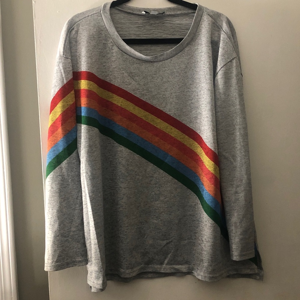 Gray shirt with Rainbow Chevron Stripes